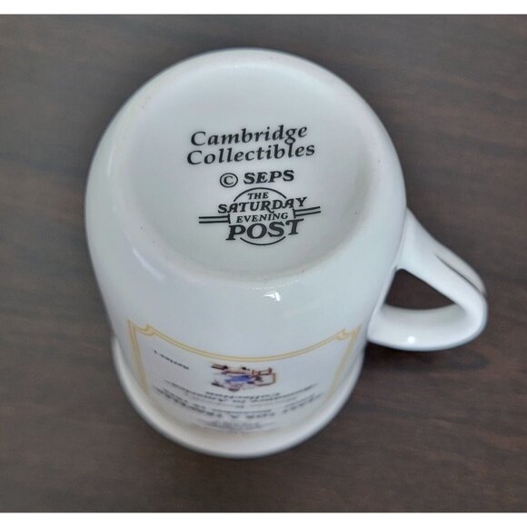 Norman Rockwell Cambridge Collectibles Mug Gold Trim Saturday Evening Post Cup - Picture 6 of 6